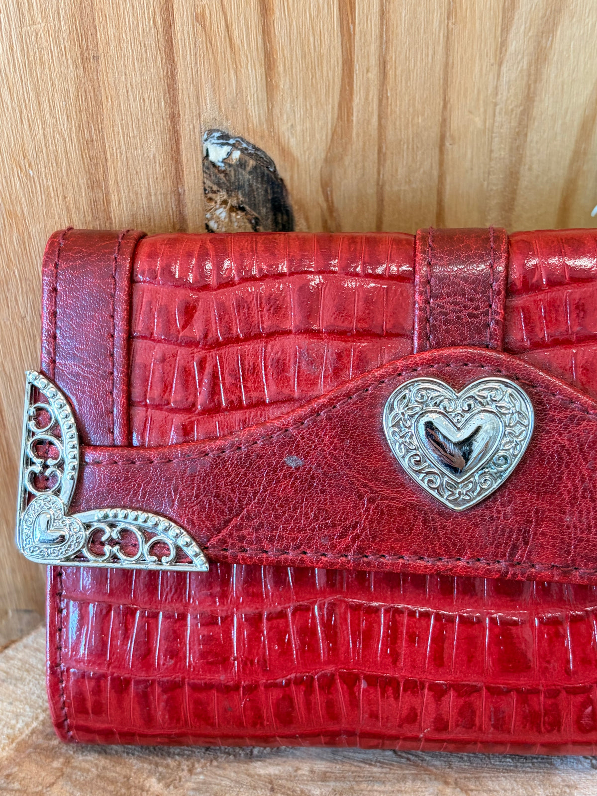 Red & Silver Tone Heart Wallet