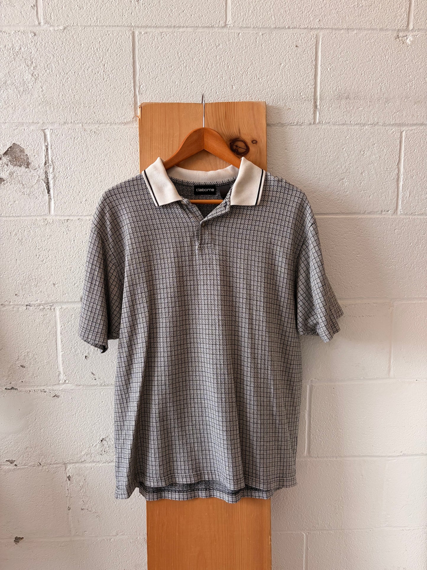 Black & White Patterned Polo : XL