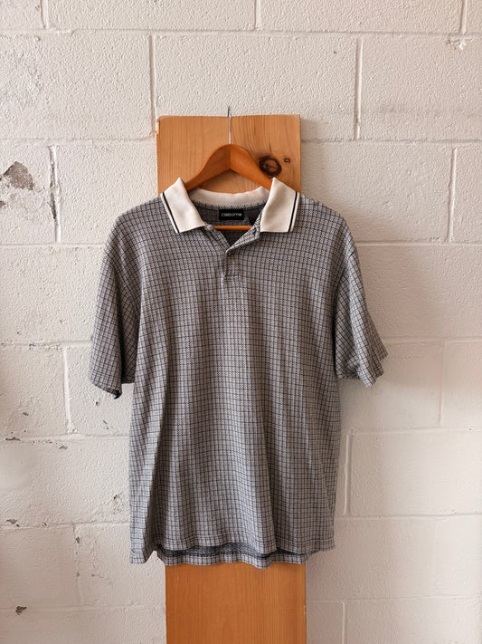 Black & White Patterned Polo : XL