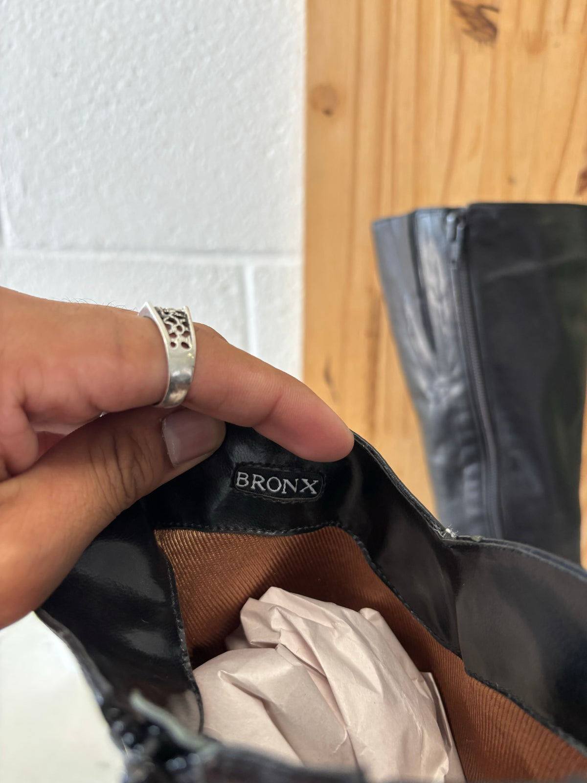 Vtg Black Leather Boots : Size 38