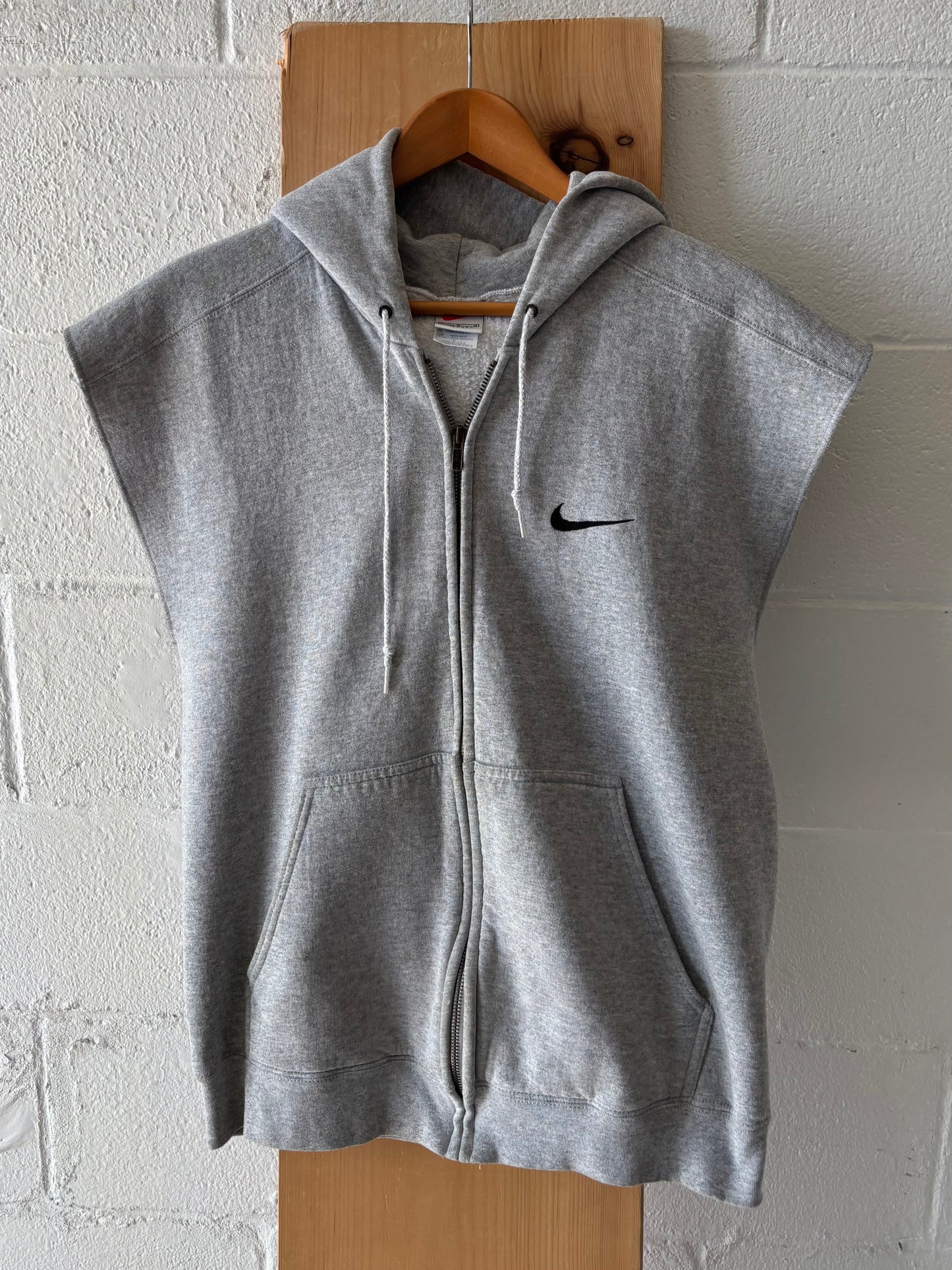 Vtg Gray Nike Sleeveless Hoodie : M