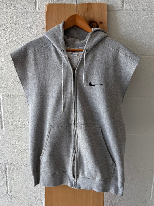 Vtg Gray Nike Sleeveless Hoodie : M
