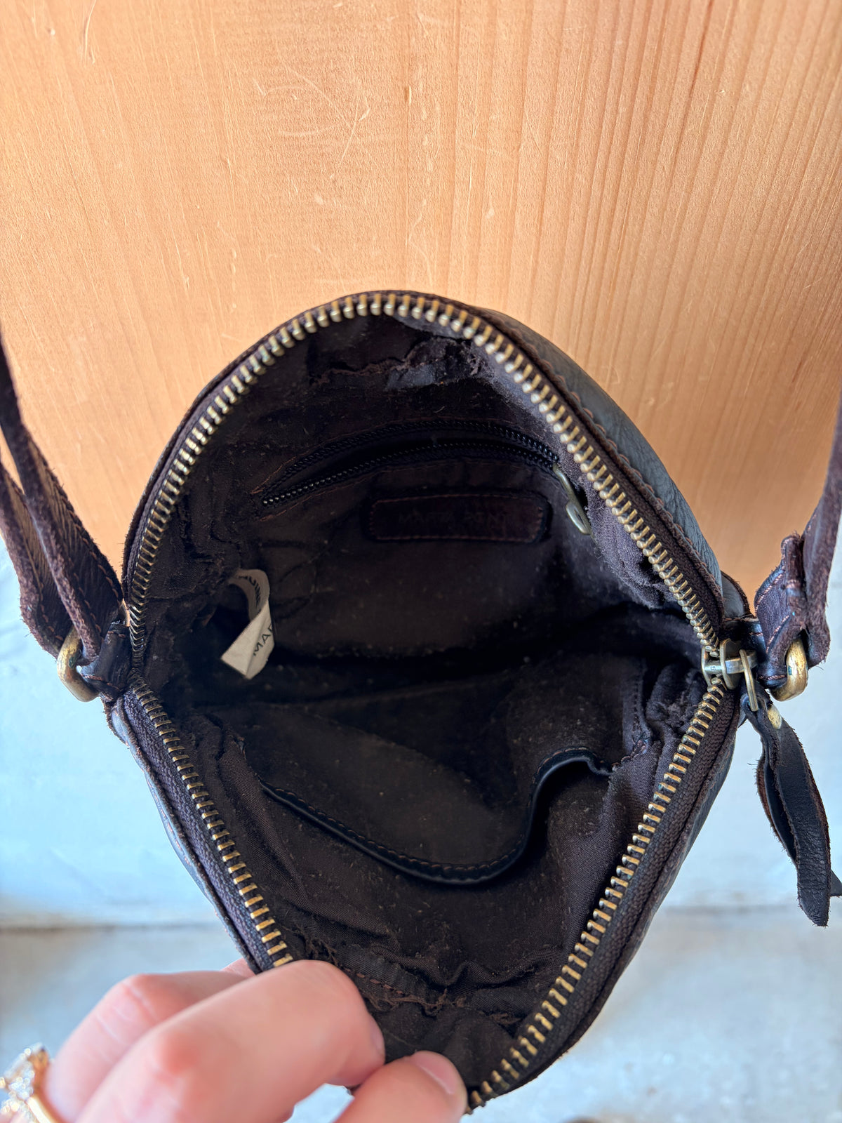 Little Round Woven Leather Purse