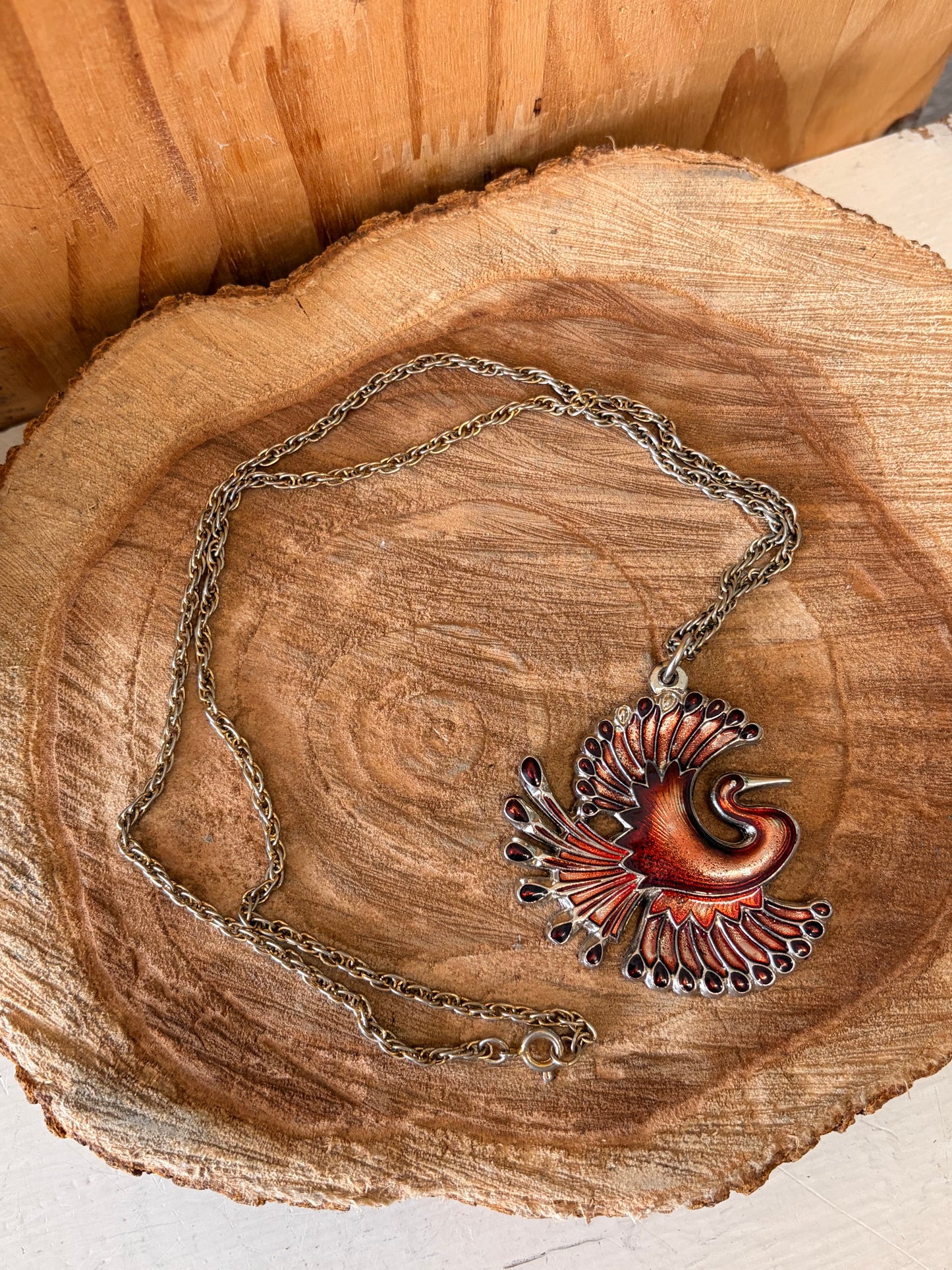 Vtg Bird Pendant Necklace