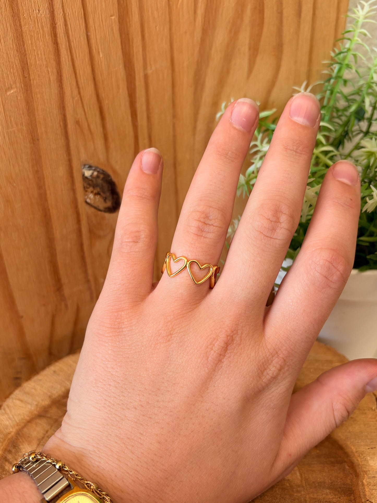 925 Gold Tone Heart Ring : Size 7