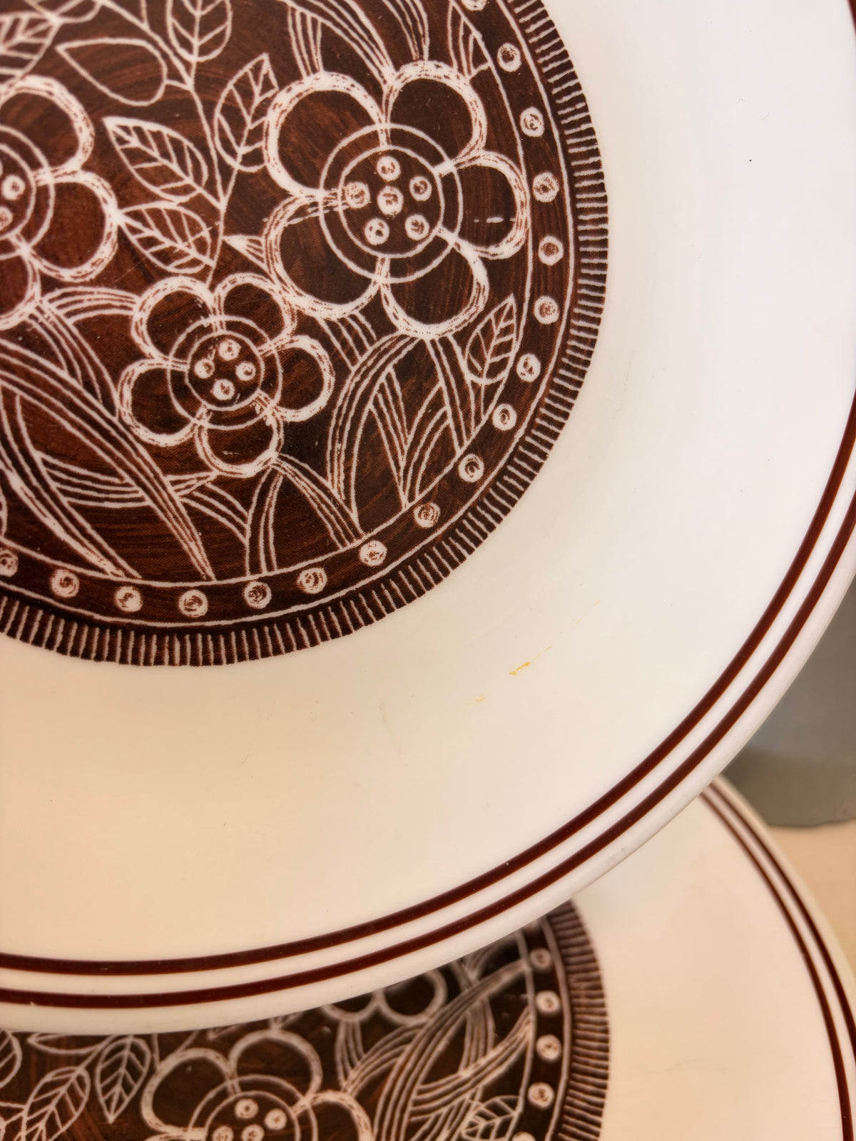 Pair of Corelle Brown Floral Plates (Local Pick Up Only)