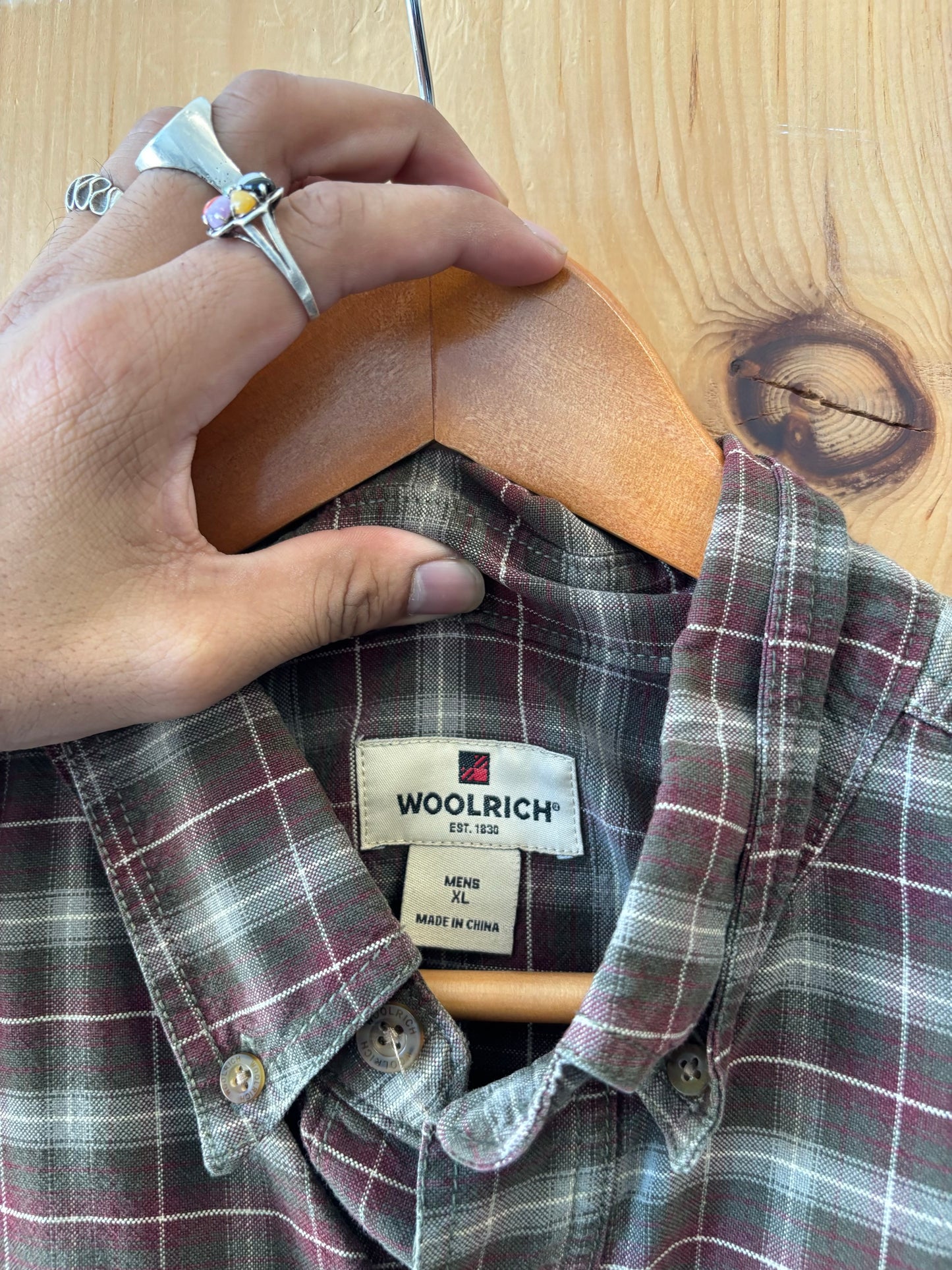 Plaid Woolrich Button Up : XL
