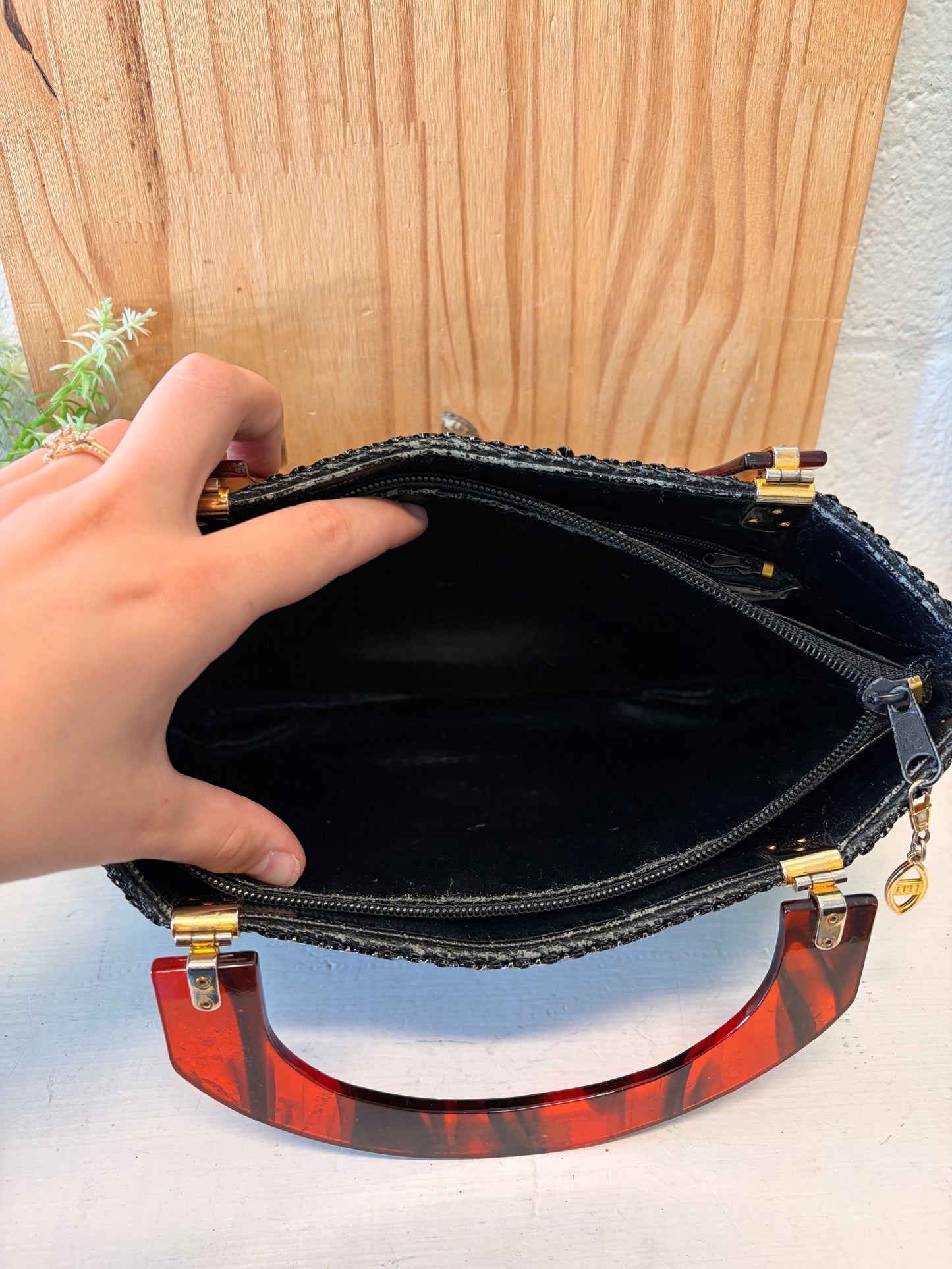 Shiny Black Metal Mesh Handbag