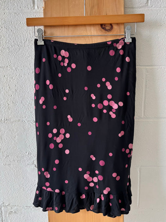 Black & Pink Polka Dot Skirt : S