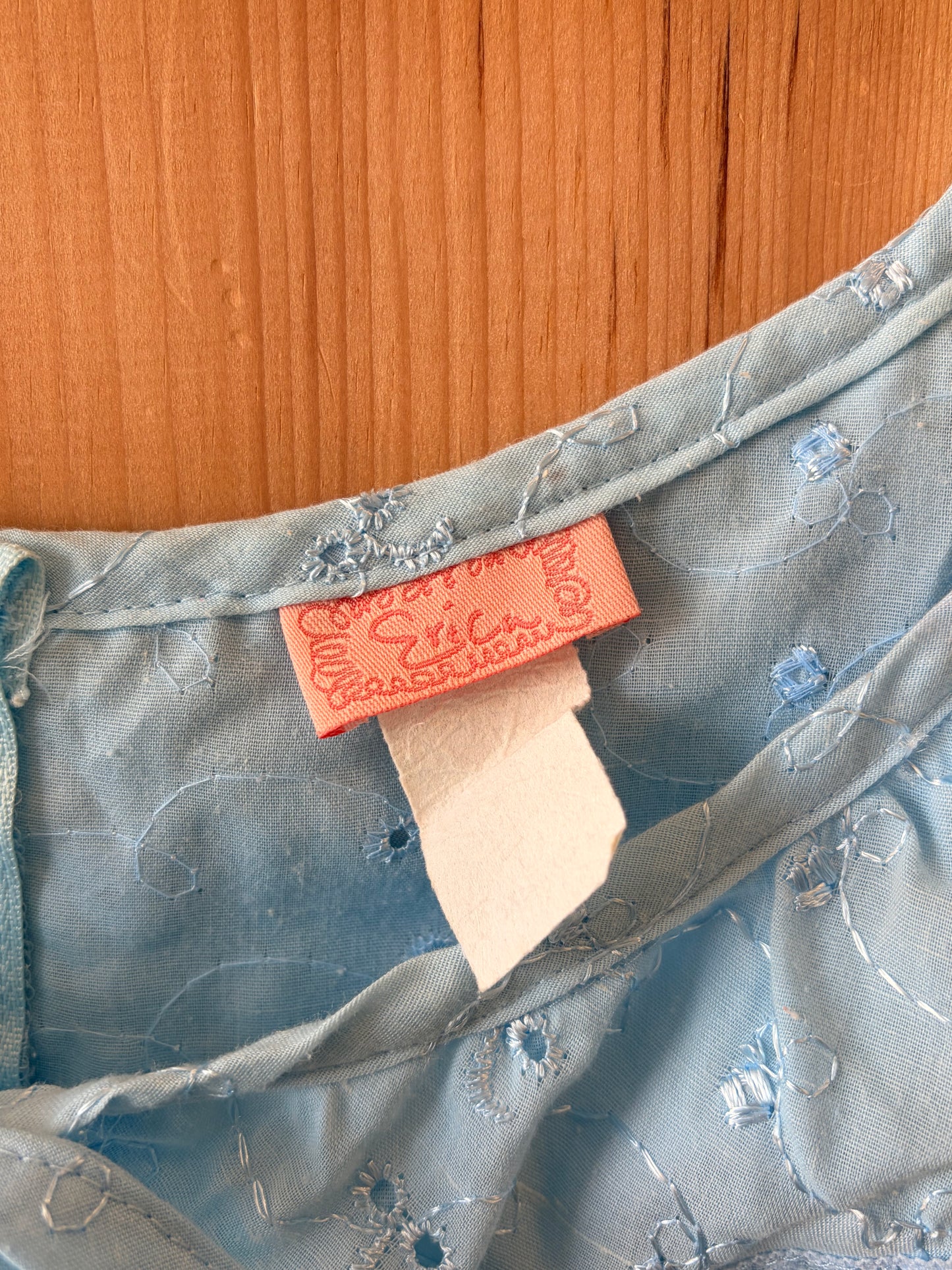 Baby Blue Floral Eyelet Top : L