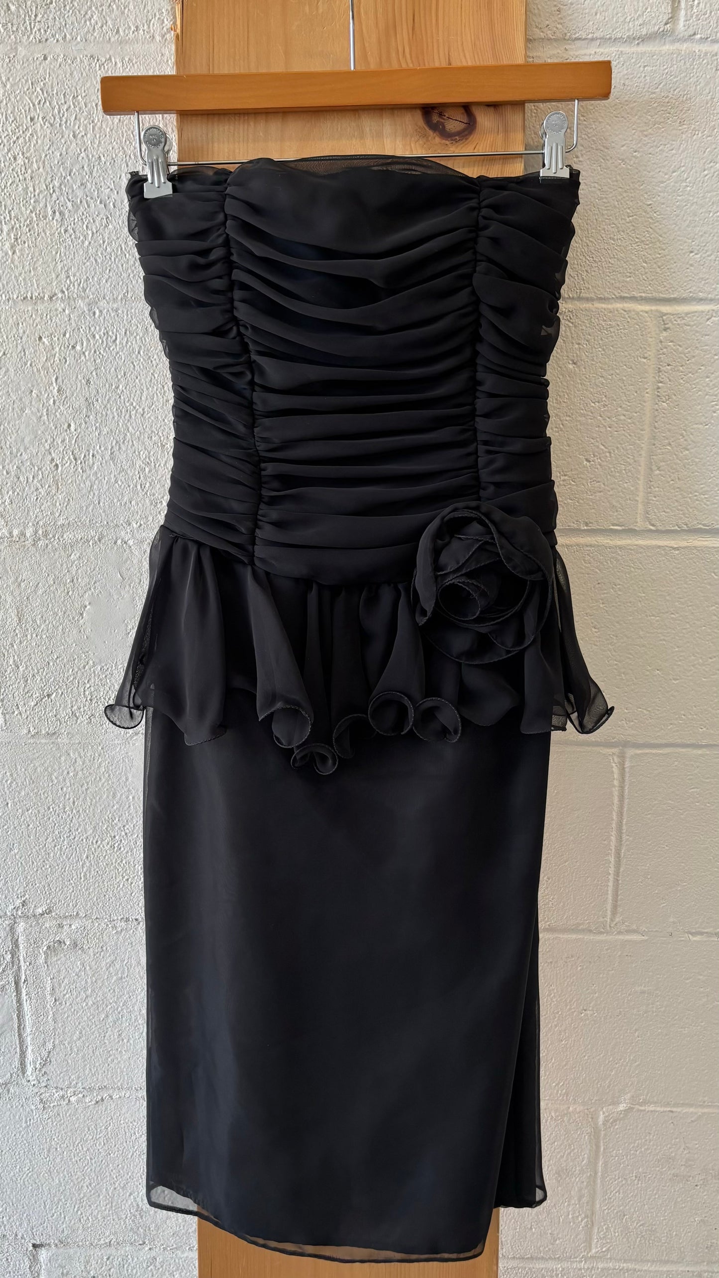 Vtg Black Strapless Cocktail Dress : 5/6