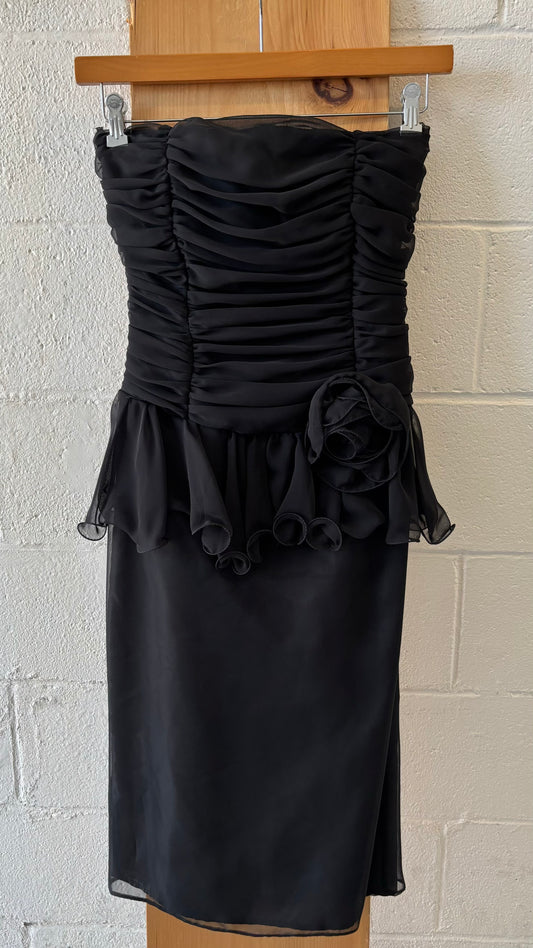 Vtg Black Strapless Cocktail Dress : 5/6