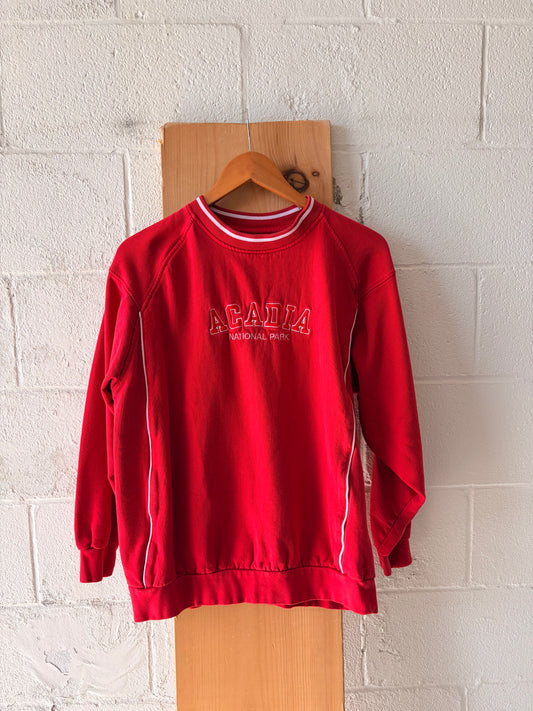 Vtg Red Acadia Crew : L
