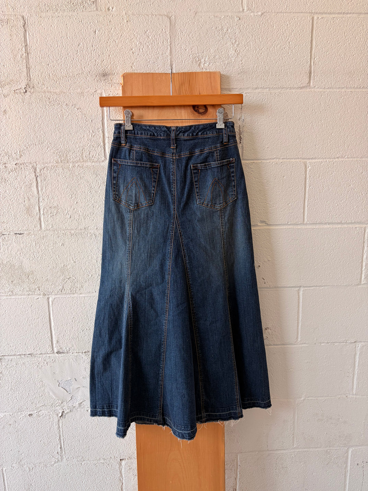 Long Dark Wash Denim Skirt : 2