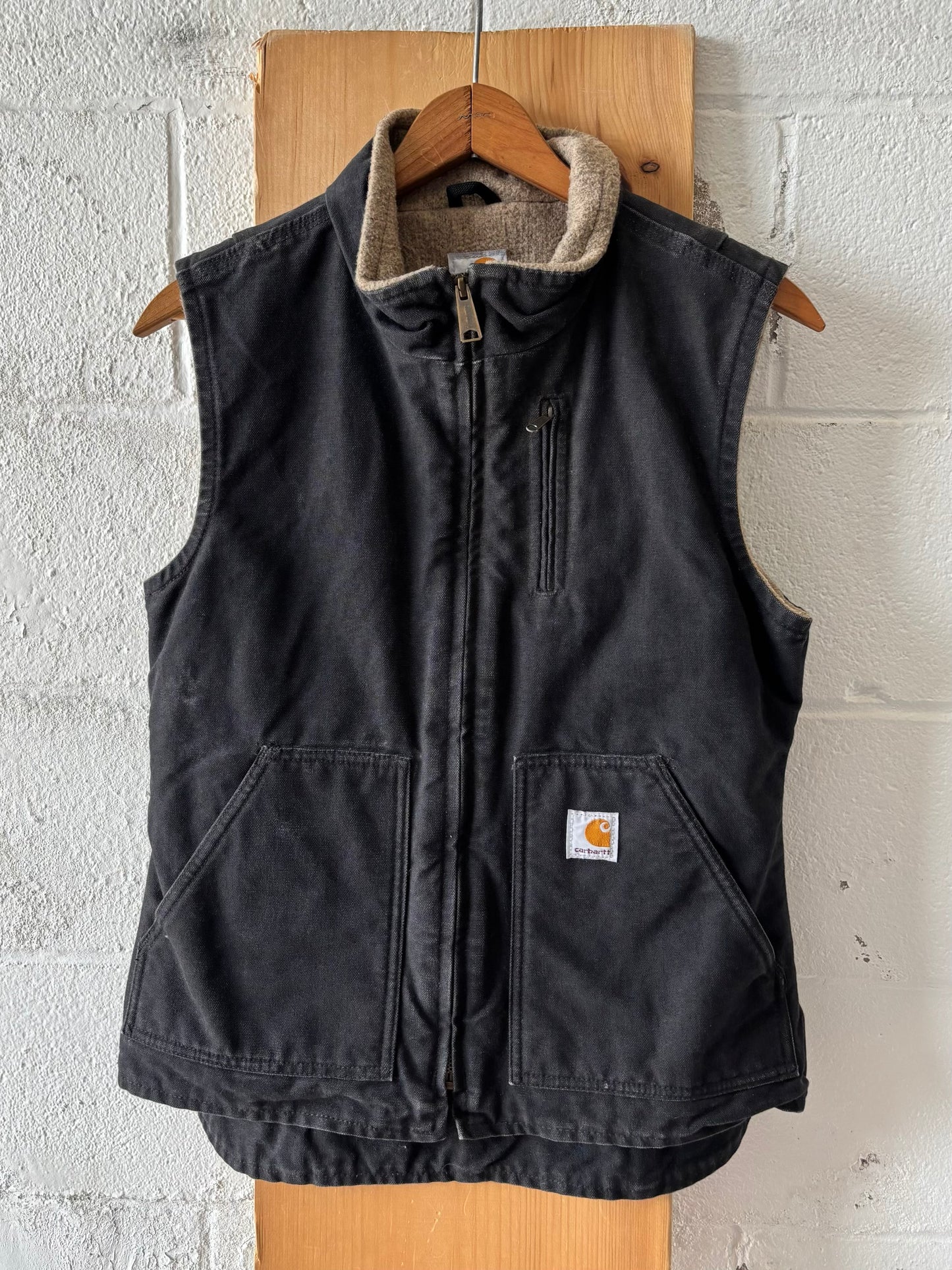Black Mock Neck Sherpa Lined Carhartt Vest : WMNS XS