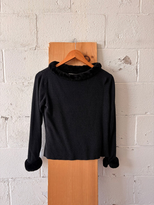 Faux Fur Trimmed Top : M
