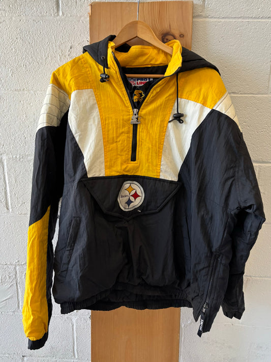 Vtg Starter Pittsburgh Steelers Hooded Jacket : L
