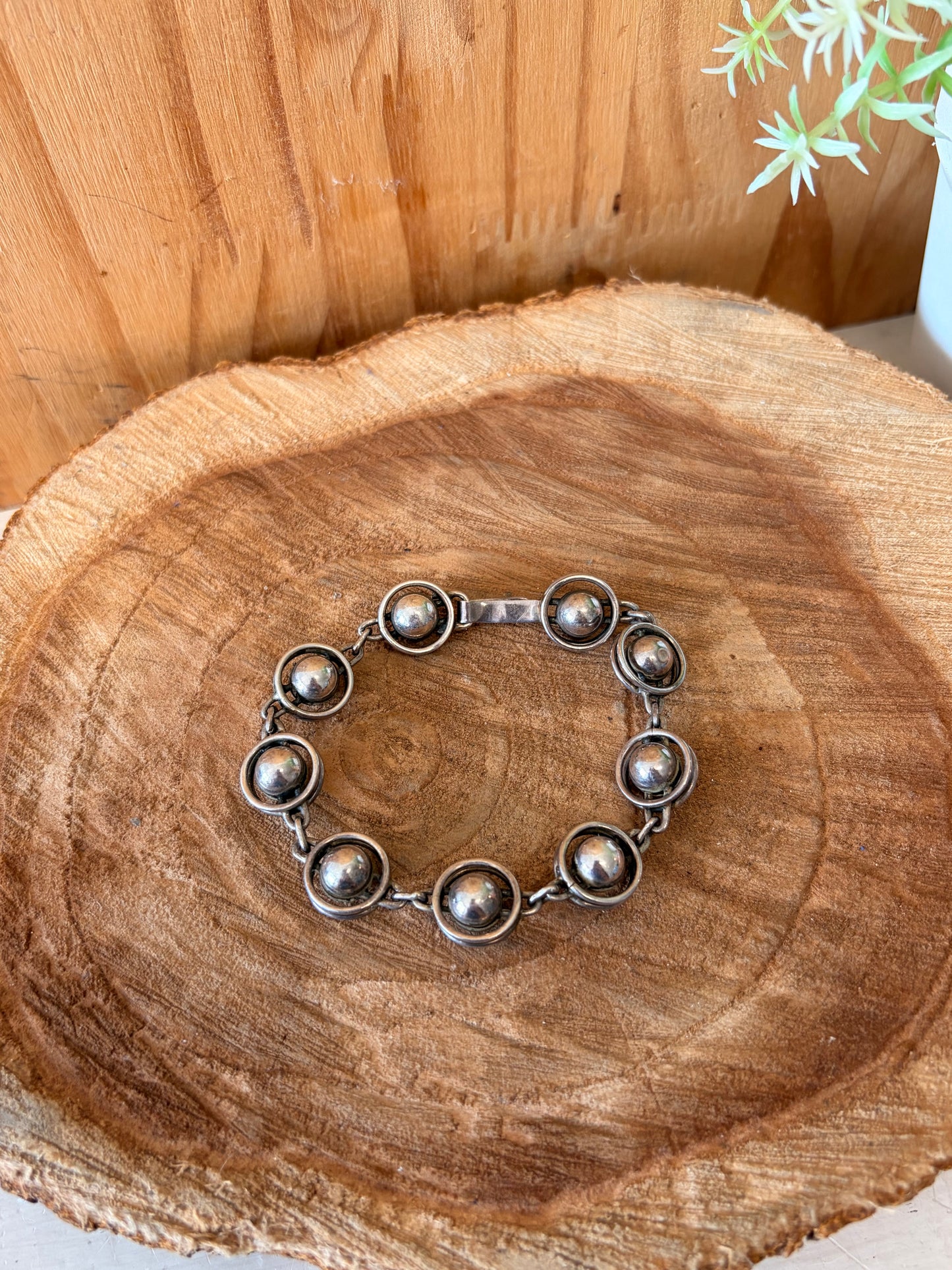 Silver Tone Sphere Link Bracelet