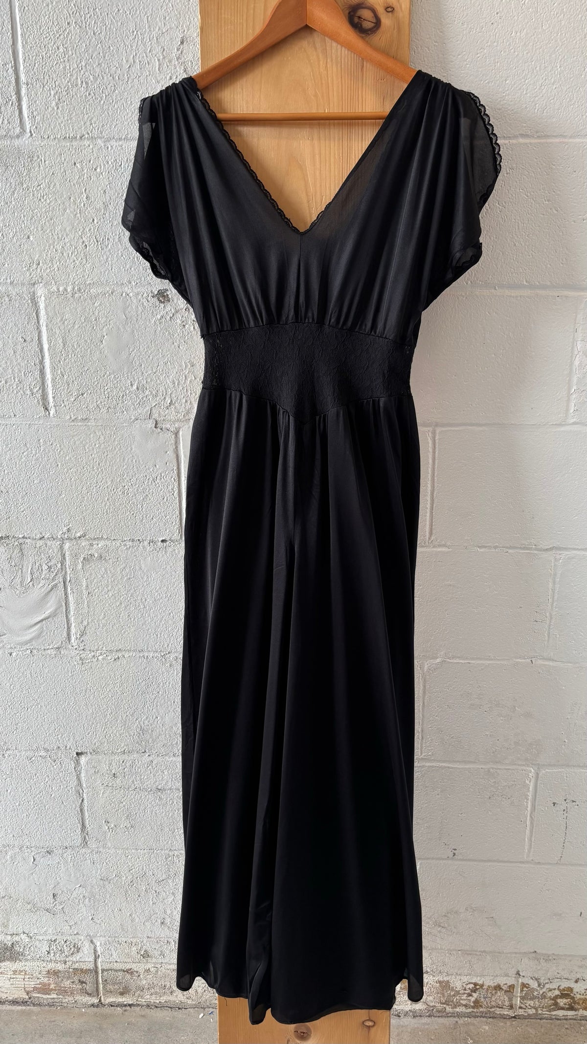 Vtg Black Jumpsuit Sleepwear : M