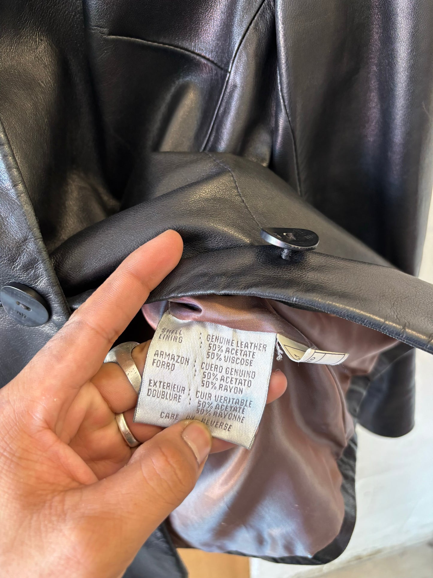 Vtg Black Leather Blazer : S
