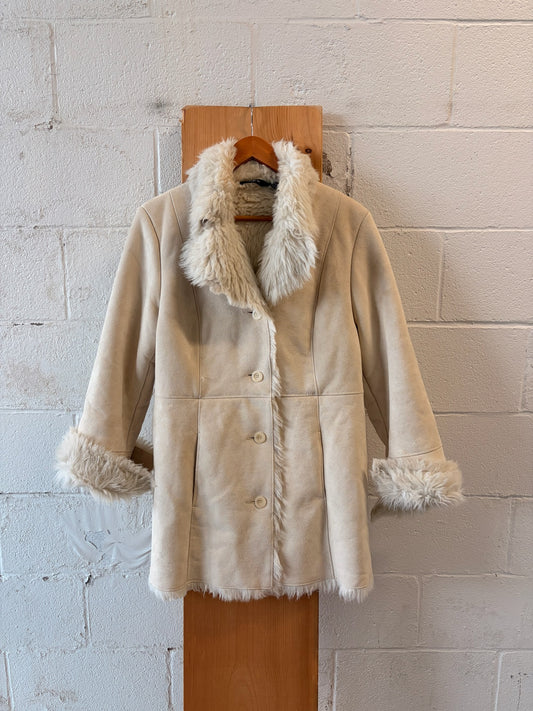 Cream Faux Fur Penny Lane Coat : M