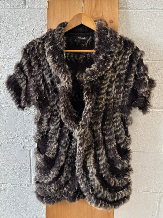Dolce Cabo Fur Short Sleeve Cardigan : S