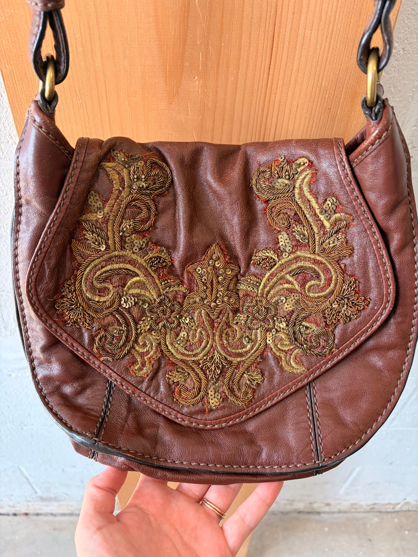 Embroidered Leather Bag