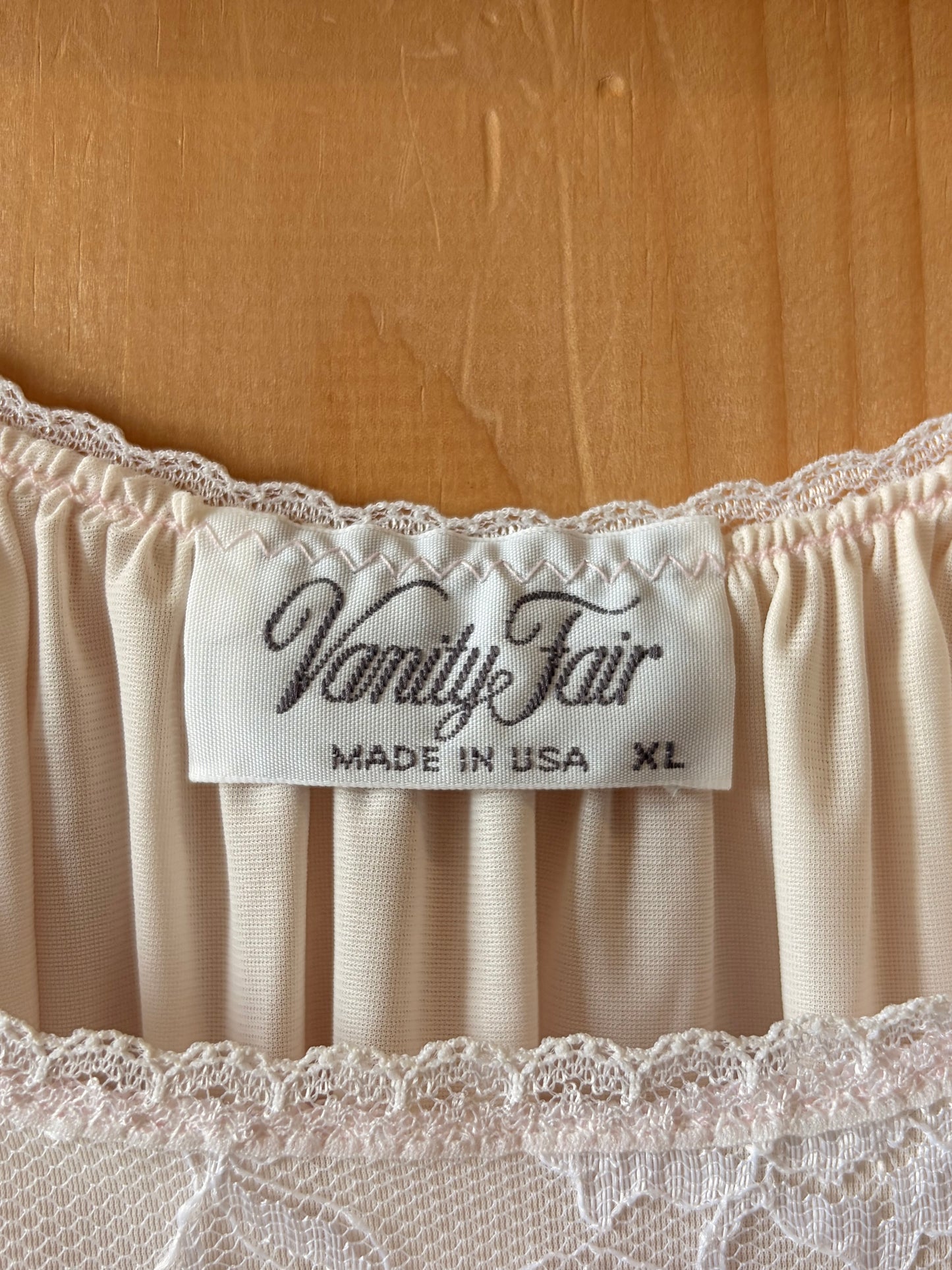 Vtg Pink & White Lace Nightgown : XL