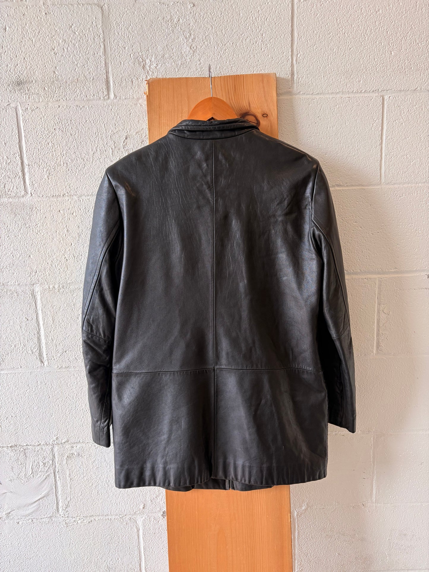 Black Lambskin Leather Jacket : M