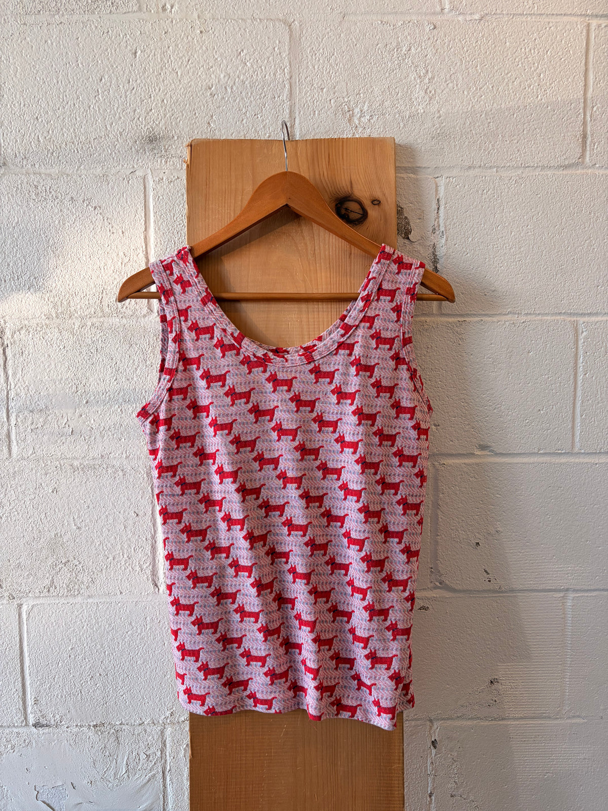 Vtg Red Scottie Dog Tank : M/L