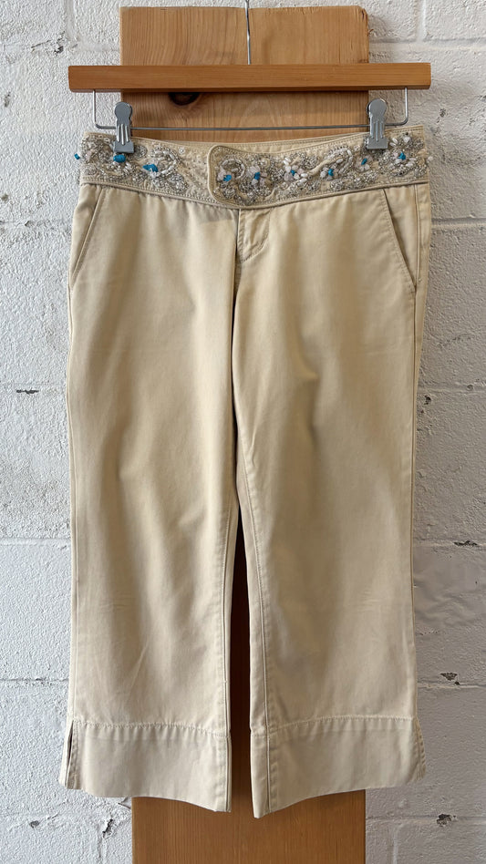 Beaded Cropped Pants : 30” W
