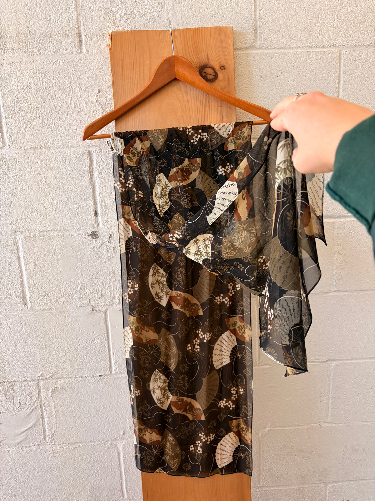 Intricate Neutral Floral Silk Scarf