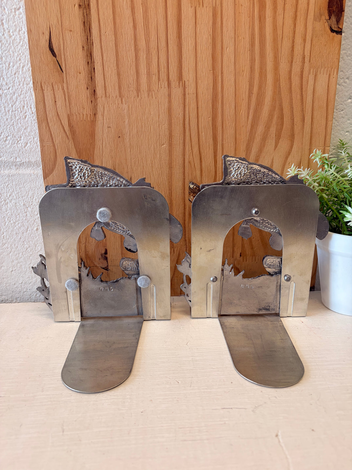 Vtg Large Mouth Bass Pewter Book Ends (Local Pick Up Only)