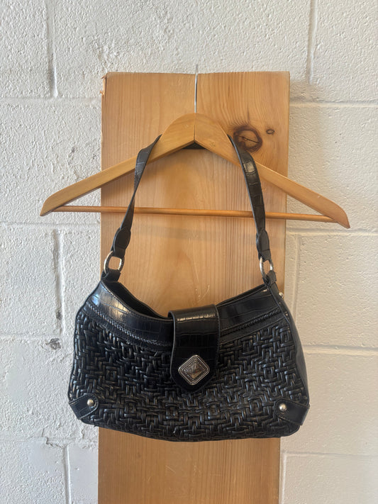 Black Coldwater Creek Woven Leather Shoulder Bag