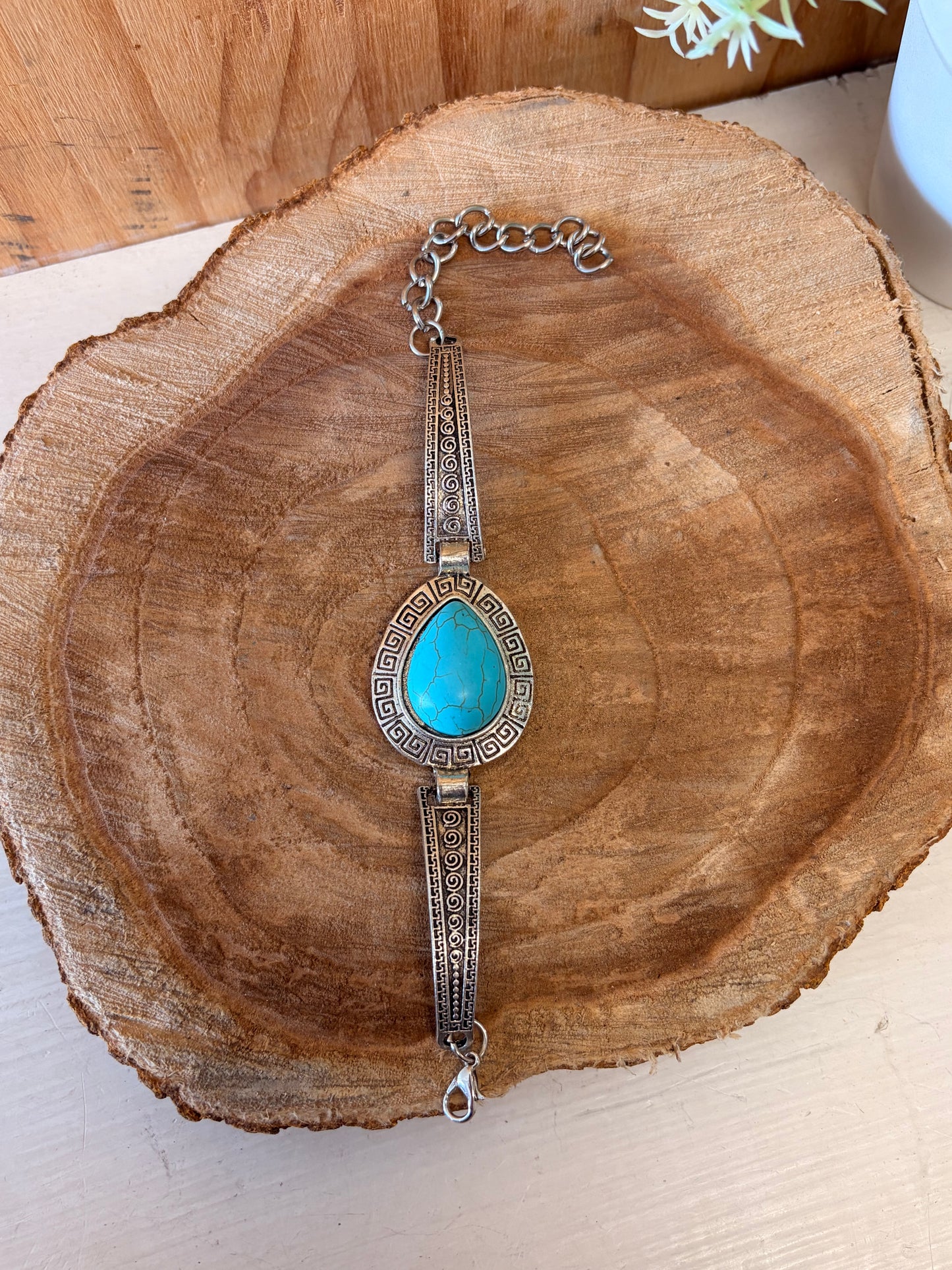 Turquoise & Silver Tone Bracelet