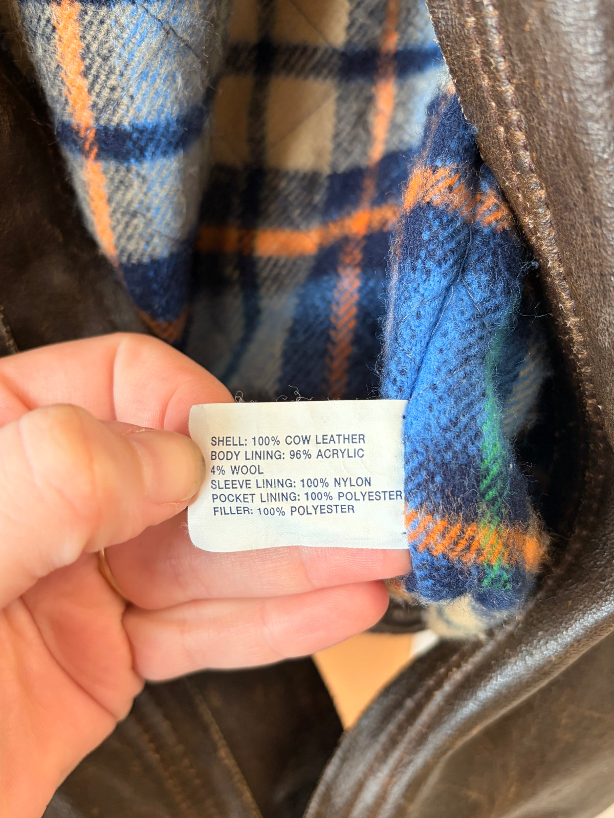 Y2K Gap Flannel Lined Leather Jacket : Youth XXL