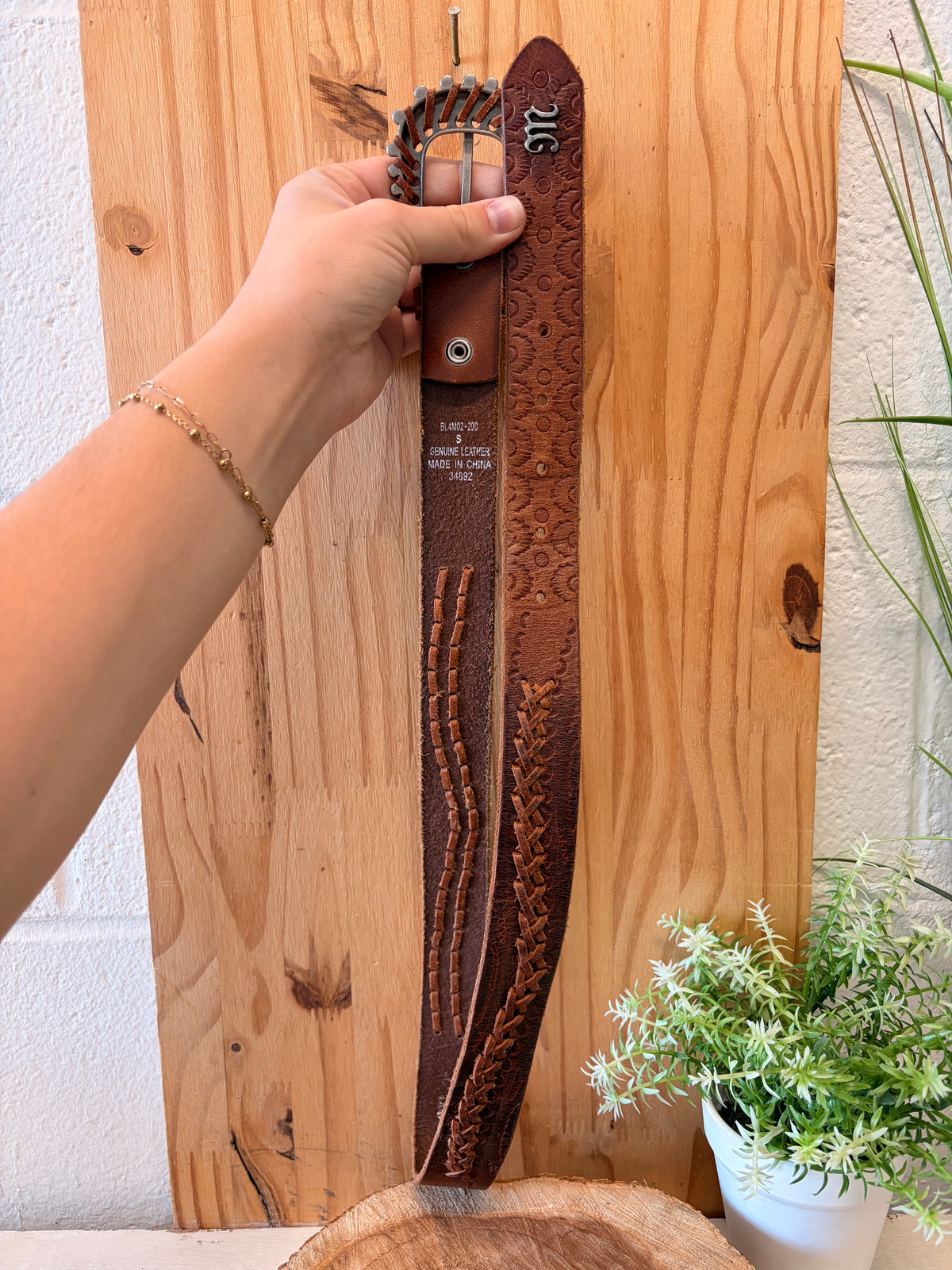 Brown Miss Me Leather Belt : S