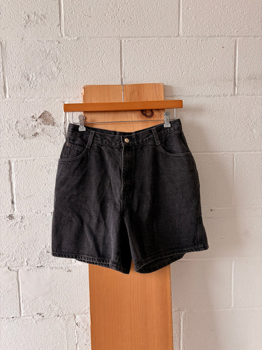 Vtg Black Denim Shorts : 32”W