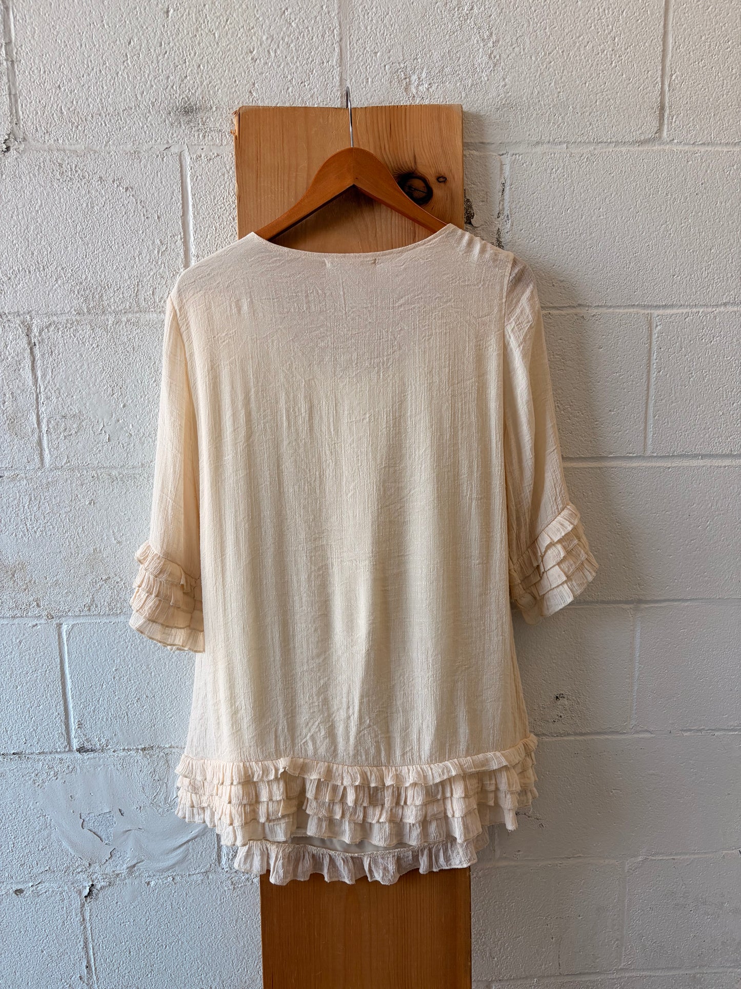 Ruffled Cream Mini Dress / Tunic : 1X