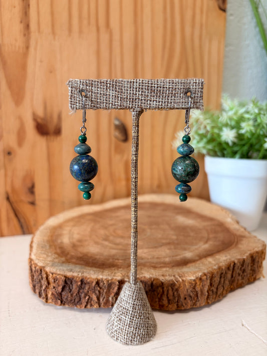 Beaded Blue Earrings
