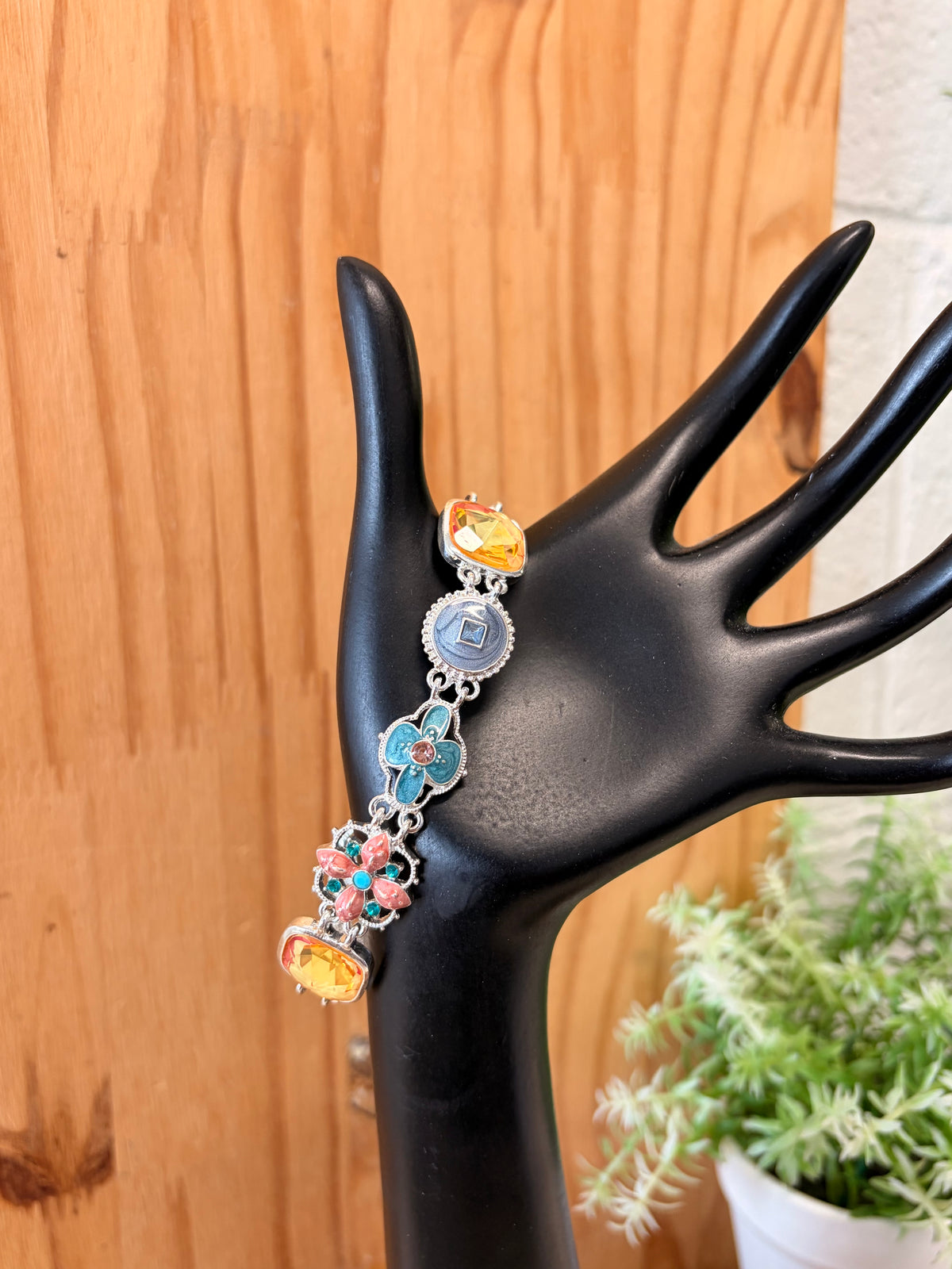 Napier Floral Link Charm Bracelet