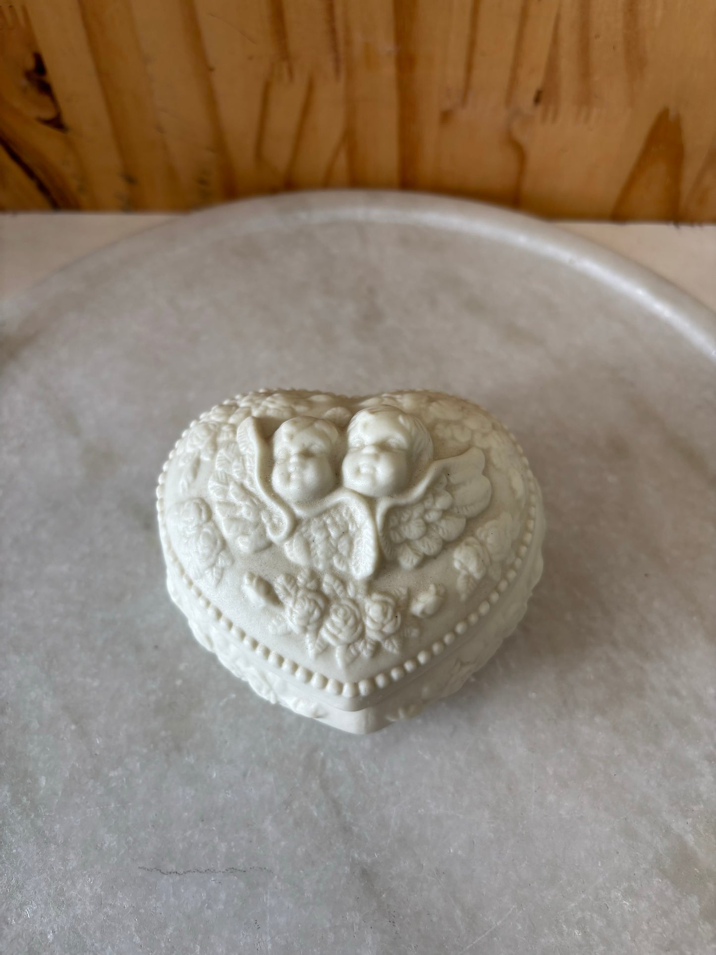 Vtg Cherub Trinket Box