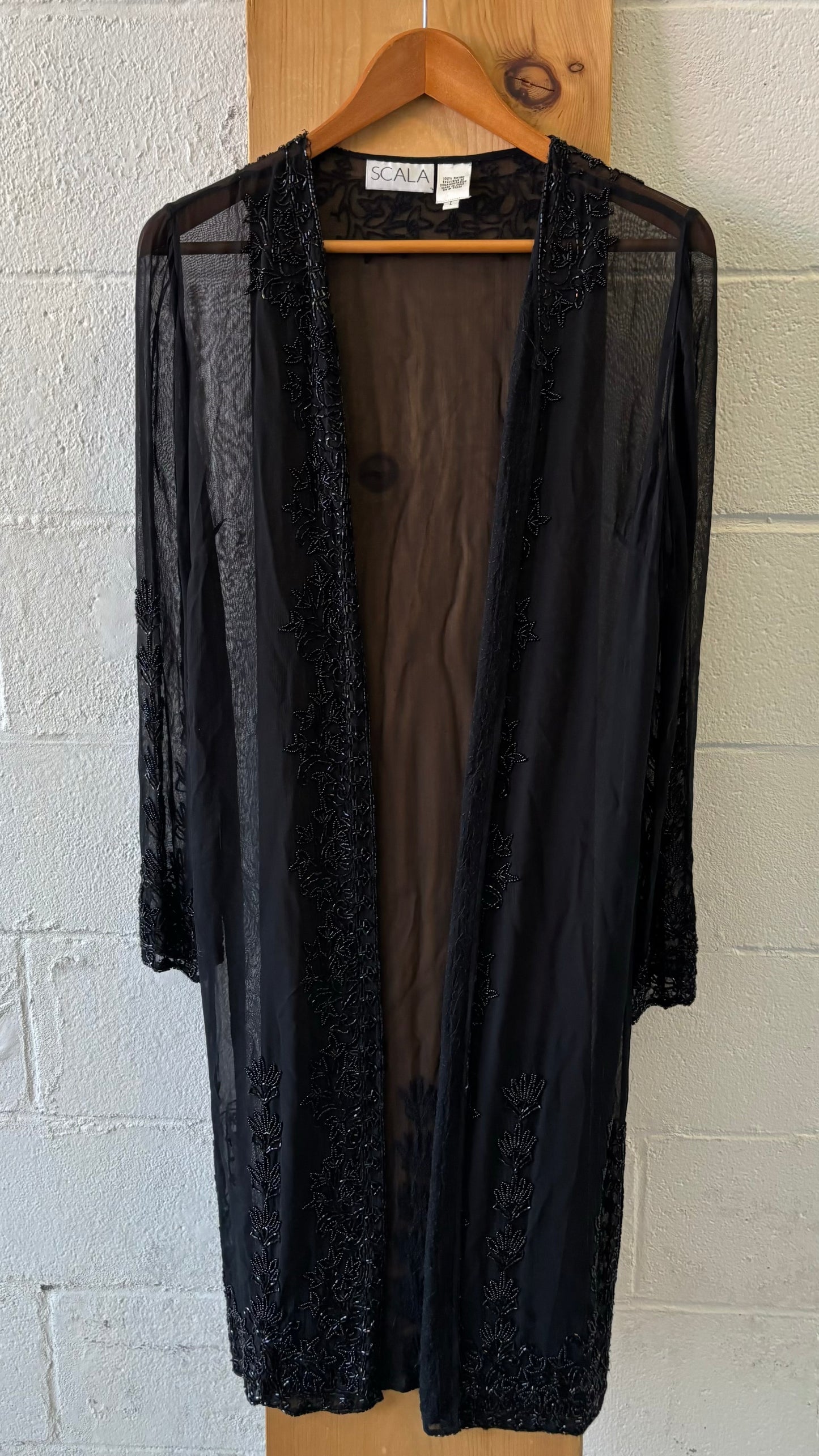Vtg Scala Sheer Beaded Duster : L