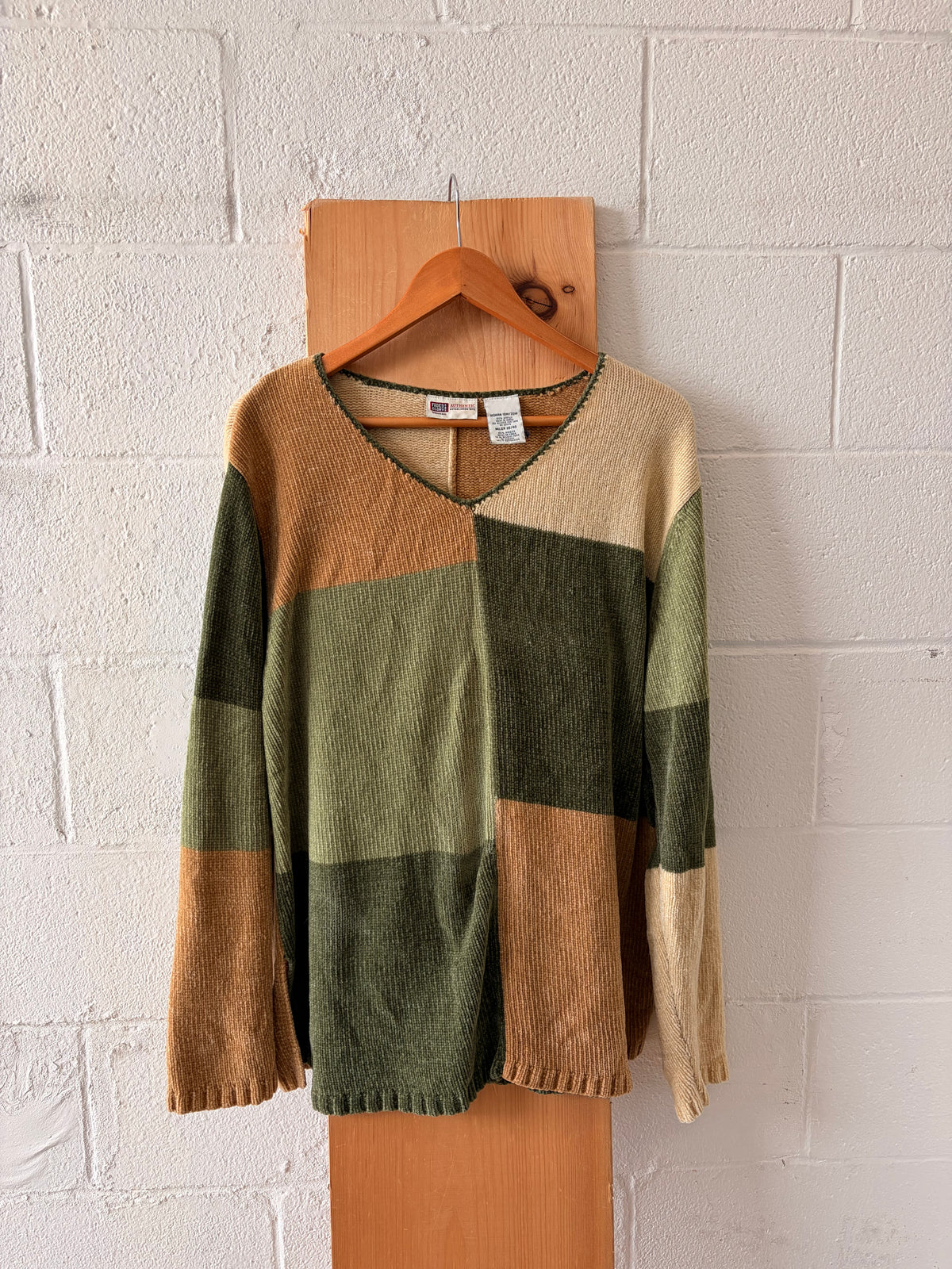 Vtg Faded Glory Cozy Patchwork Sweater : 18W/20W
