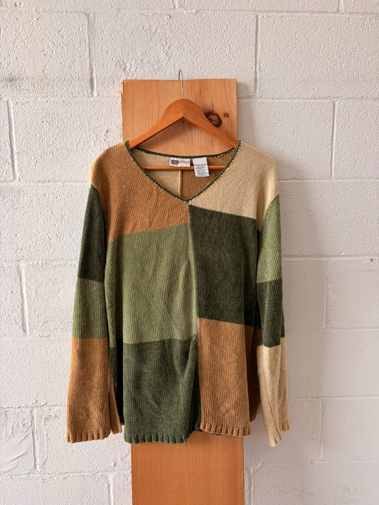 Vtg Faded Glory Cozy Patchwork Sweater : 18W/20W