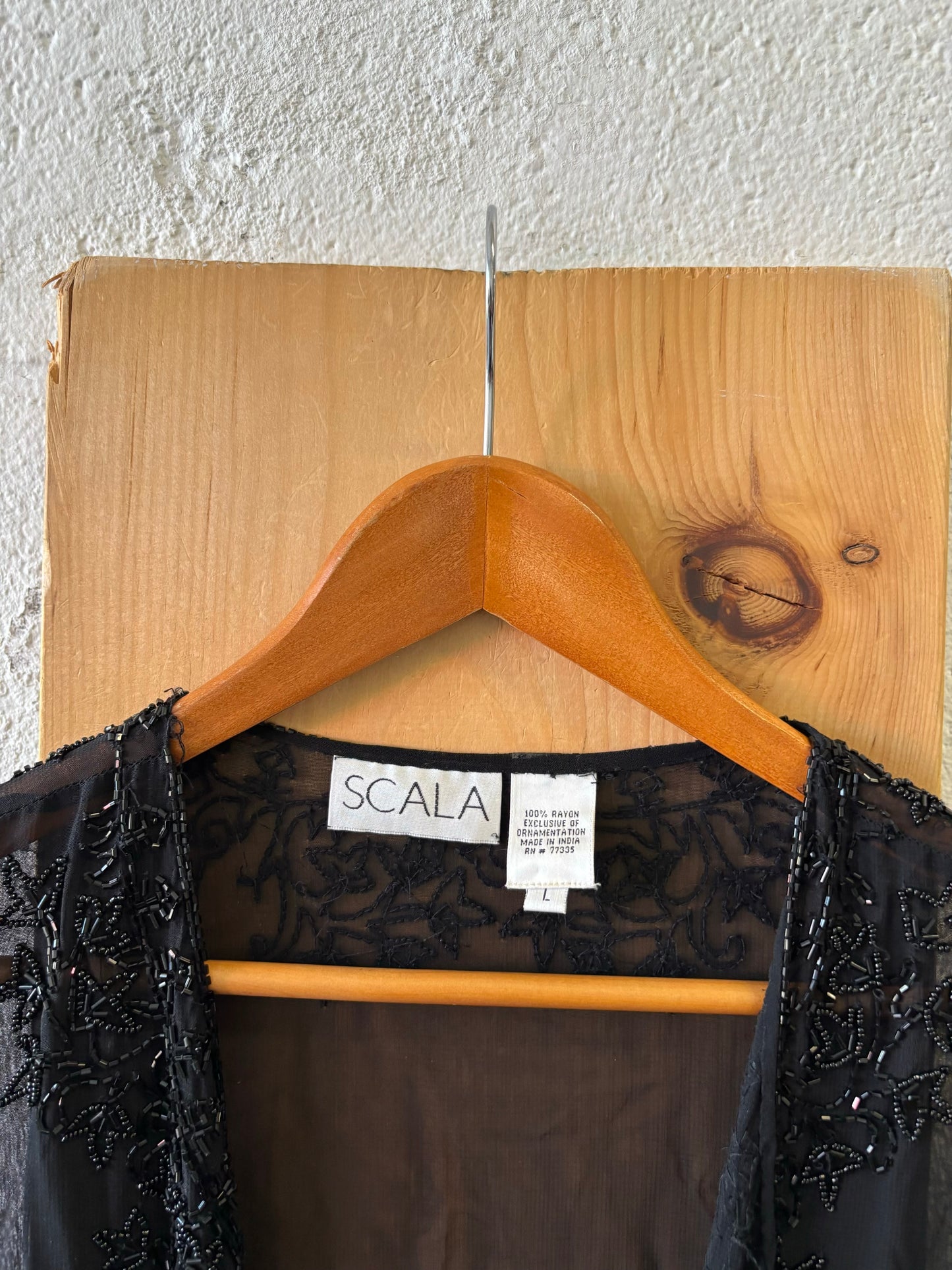 Vtg Scala Sheer Beaded Duster : L