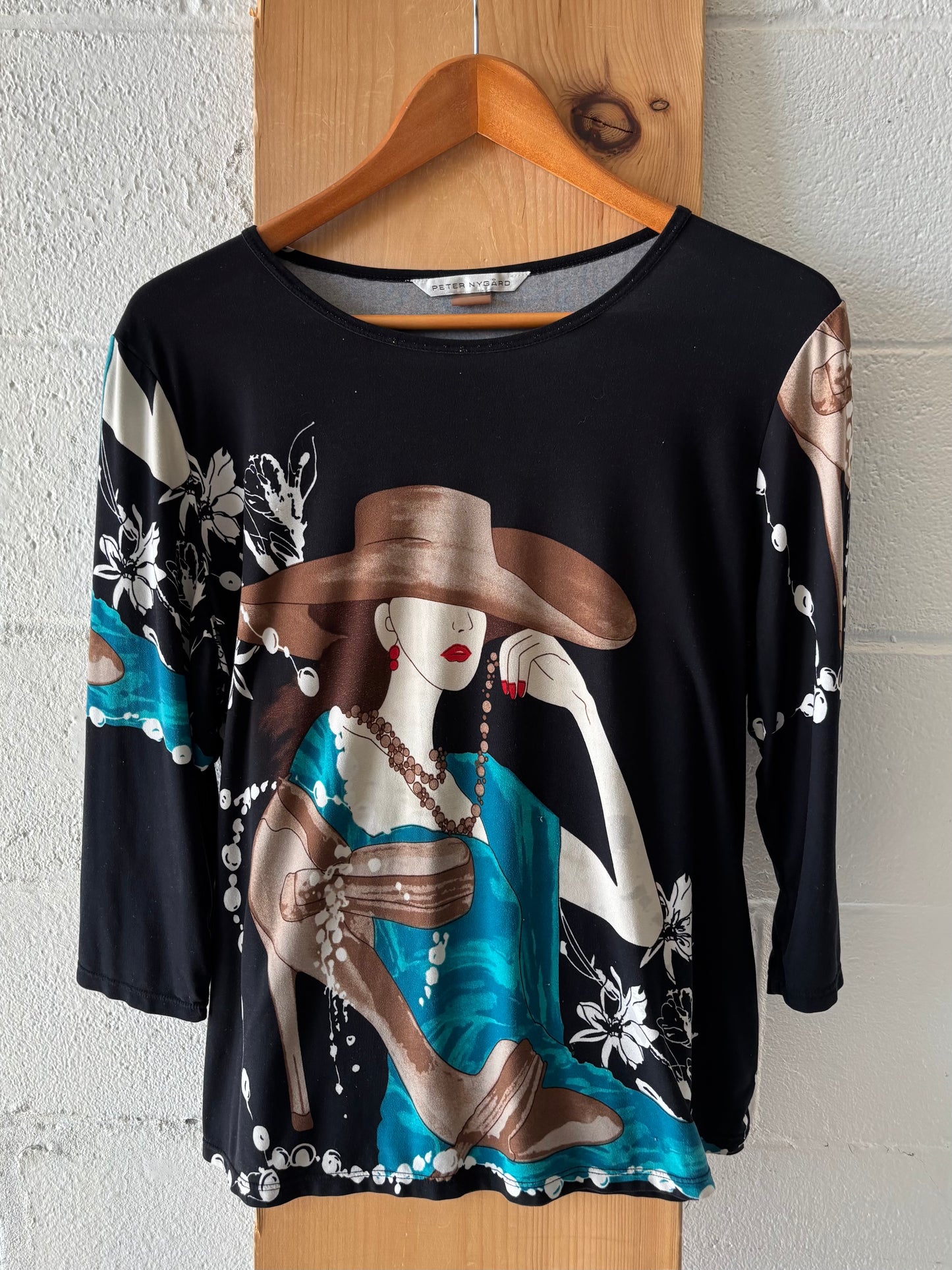 Vtg Graphics 3/4 Sleeve Top : XL