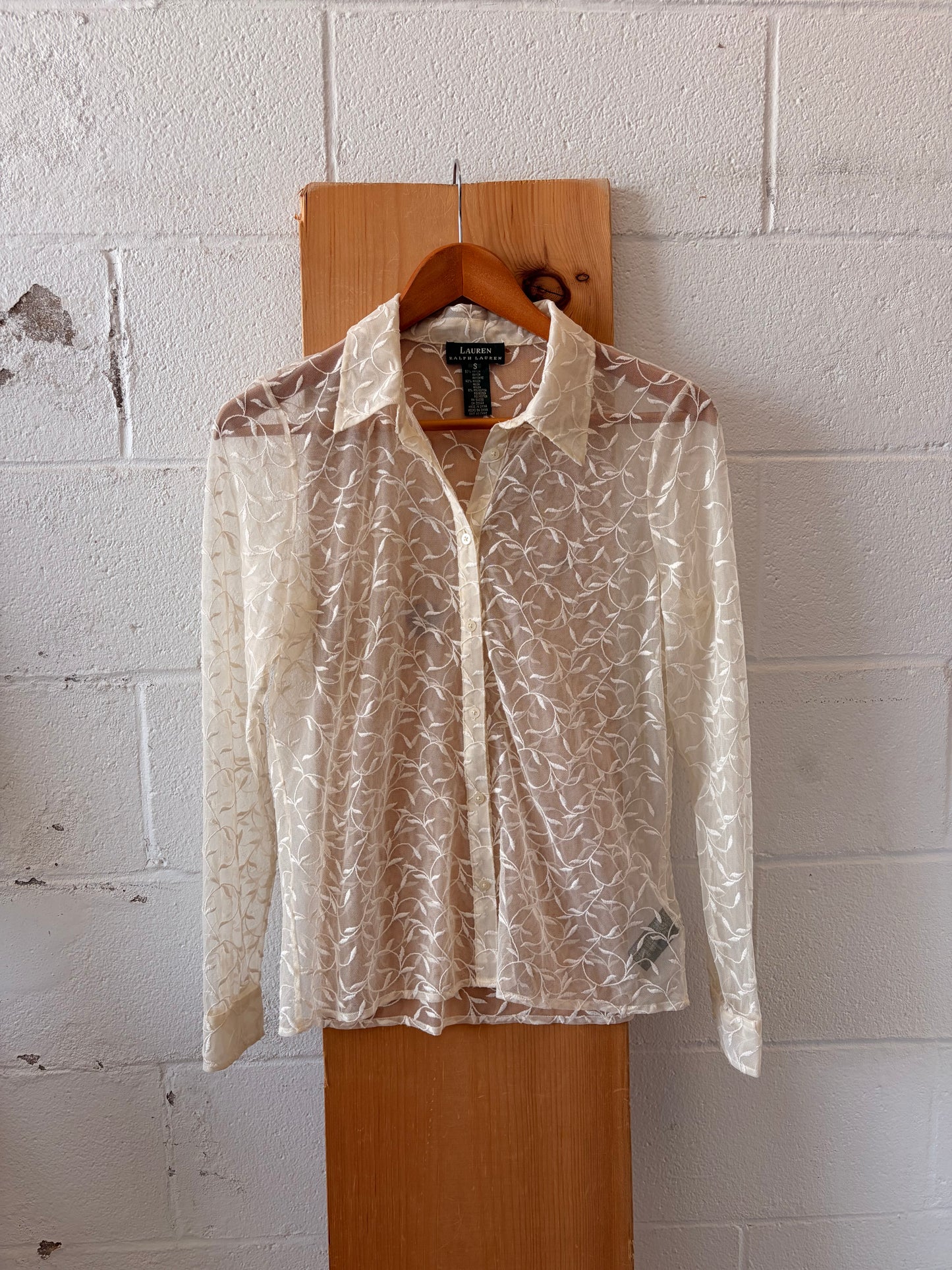 Sheer Floral Button Down : S
