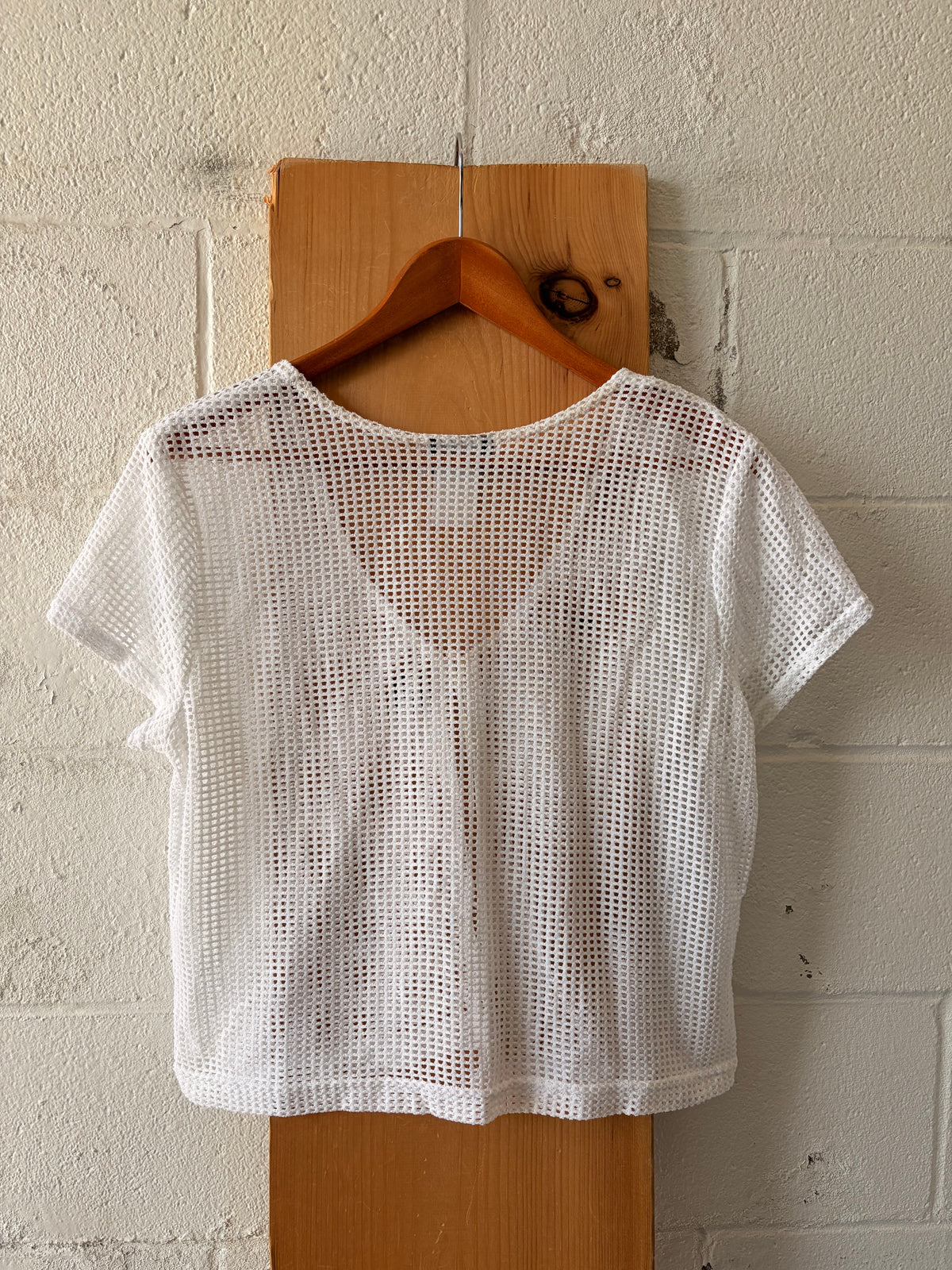 Vtg White Mesh Cardigan : L