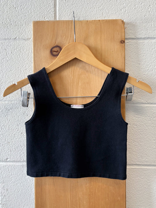 Vtg Cropped Black Tank : M